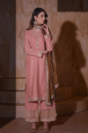 Peach Buds Khaddar 3 Piece Suit