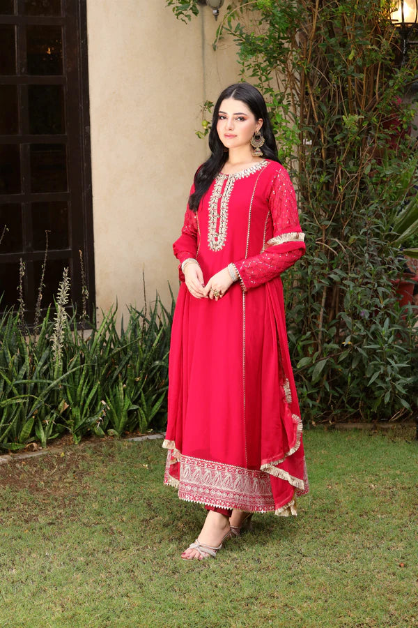 Pink Chiffon Maxi Dress for Ladies
