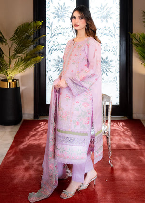 Buraqstore pink chikankari lawn suit embroidered 3 piece