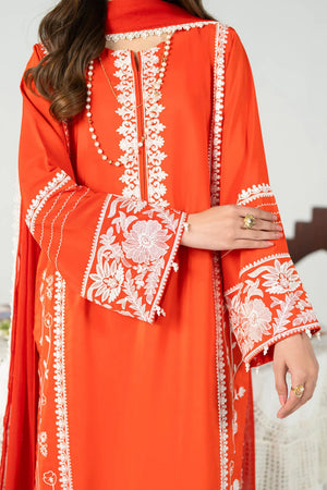 Girl wearing elegant orange outfit for events by buraqstore