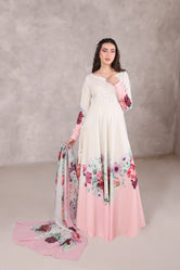 Woman wearing Primrose Lawn maxi dress by Buraqstore for wedding