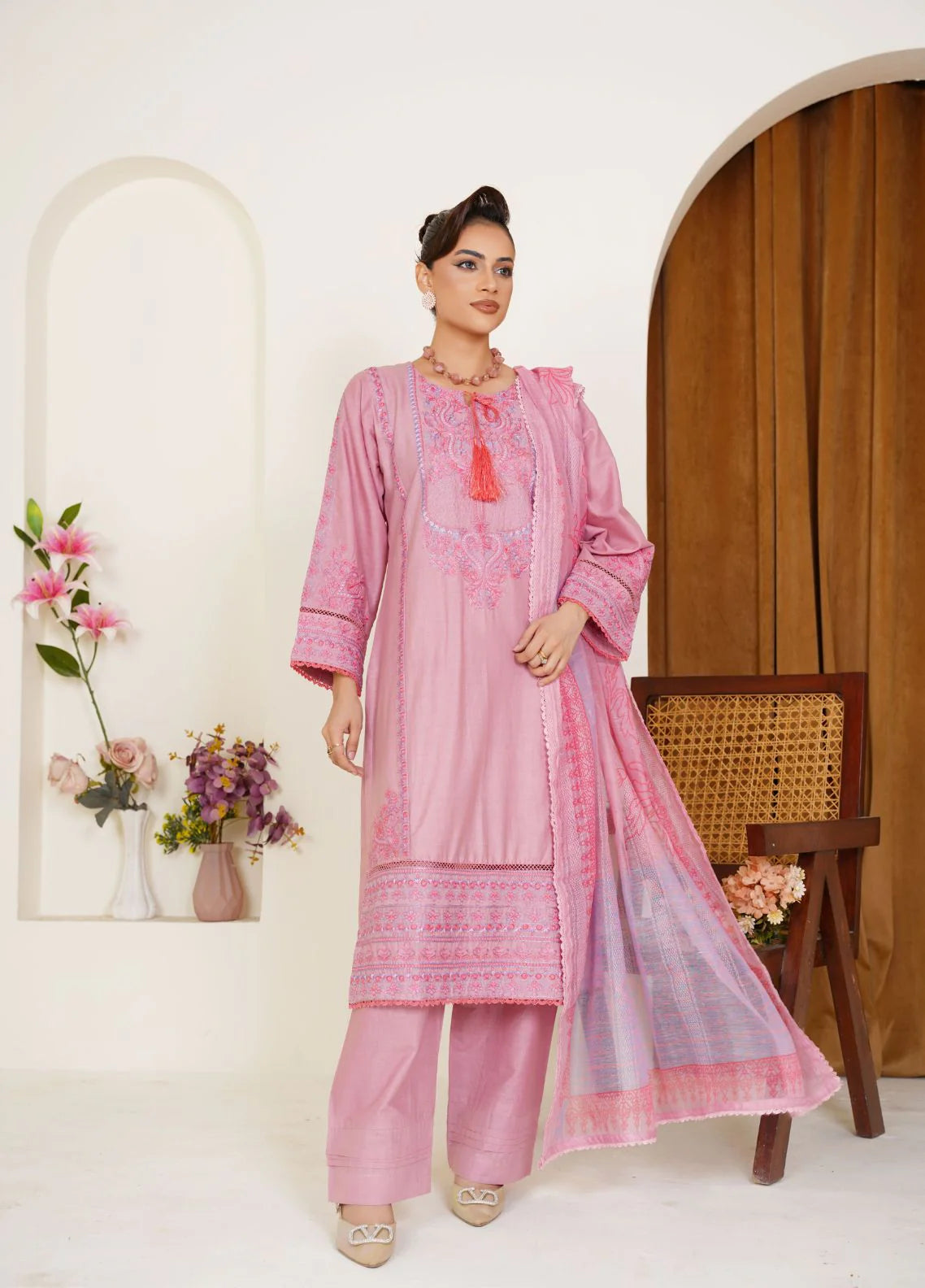 Blush Pink Embroidered Lawn Pret 3 PCs