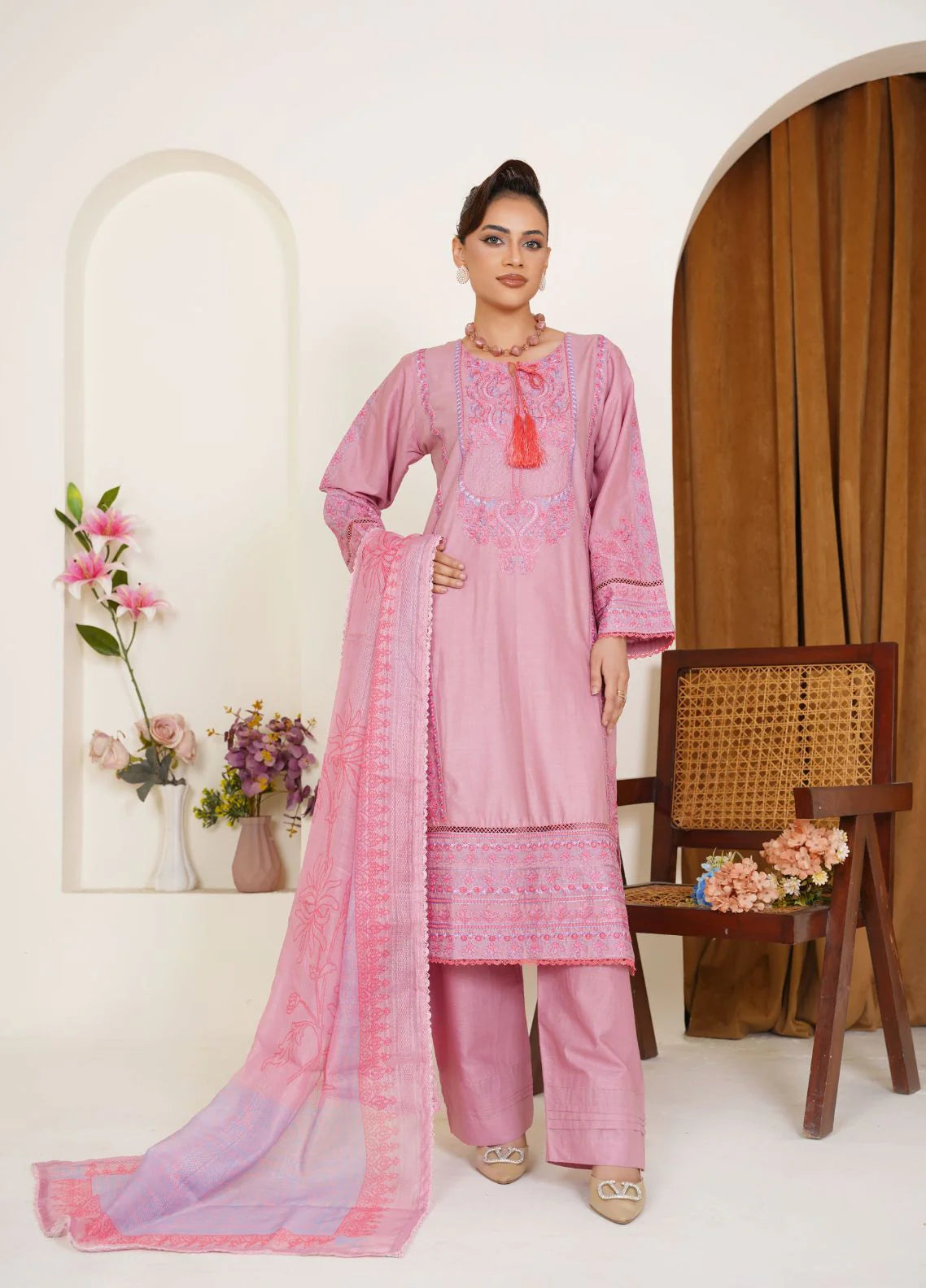 Blush Pink Embroidered Lawn Pret 3 PCs