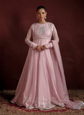 woman wearing gulabi chamak pink dress buraqstore fashion