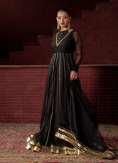 Black maxi dress Siyah Zar by Buraqstore on model