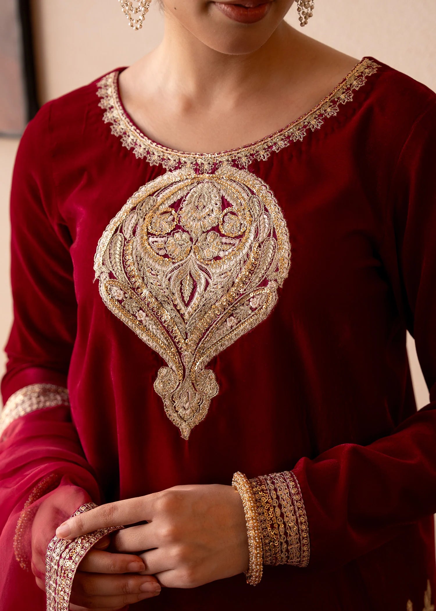 Rose Ember Velvet Pret 3Pc