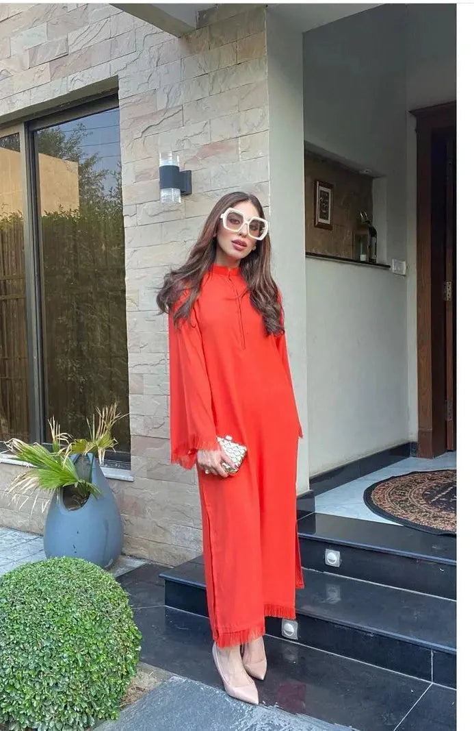 Threaded Love Orange Georgette Pret 2 PCs