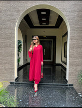 Threaded Love Blood Red Georgette Pret 2 PCs