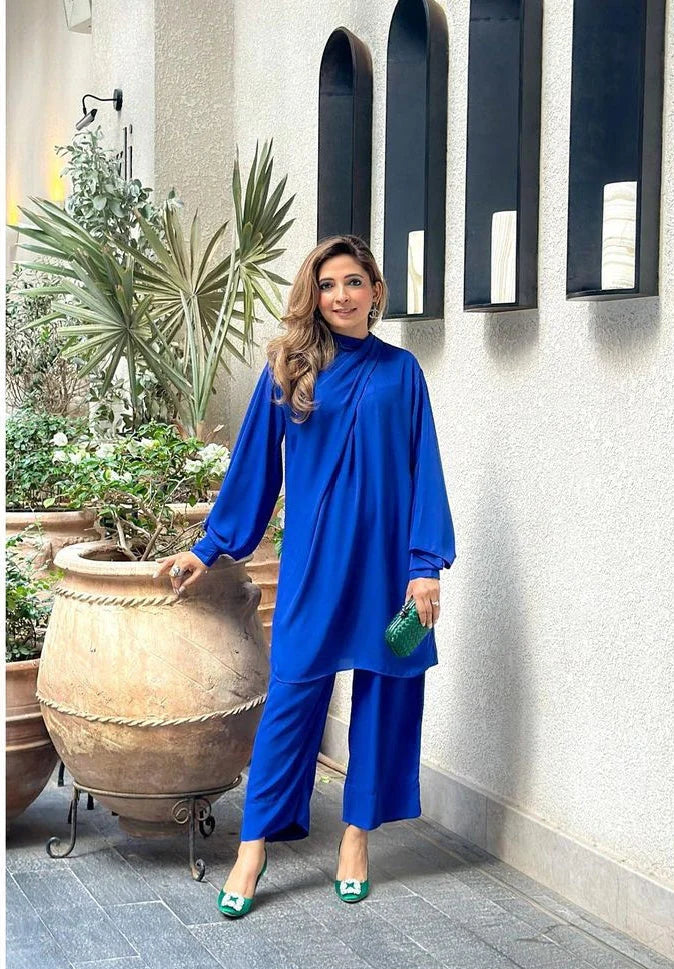 knot Set Royal Blue Crepe Pret 2 PCs