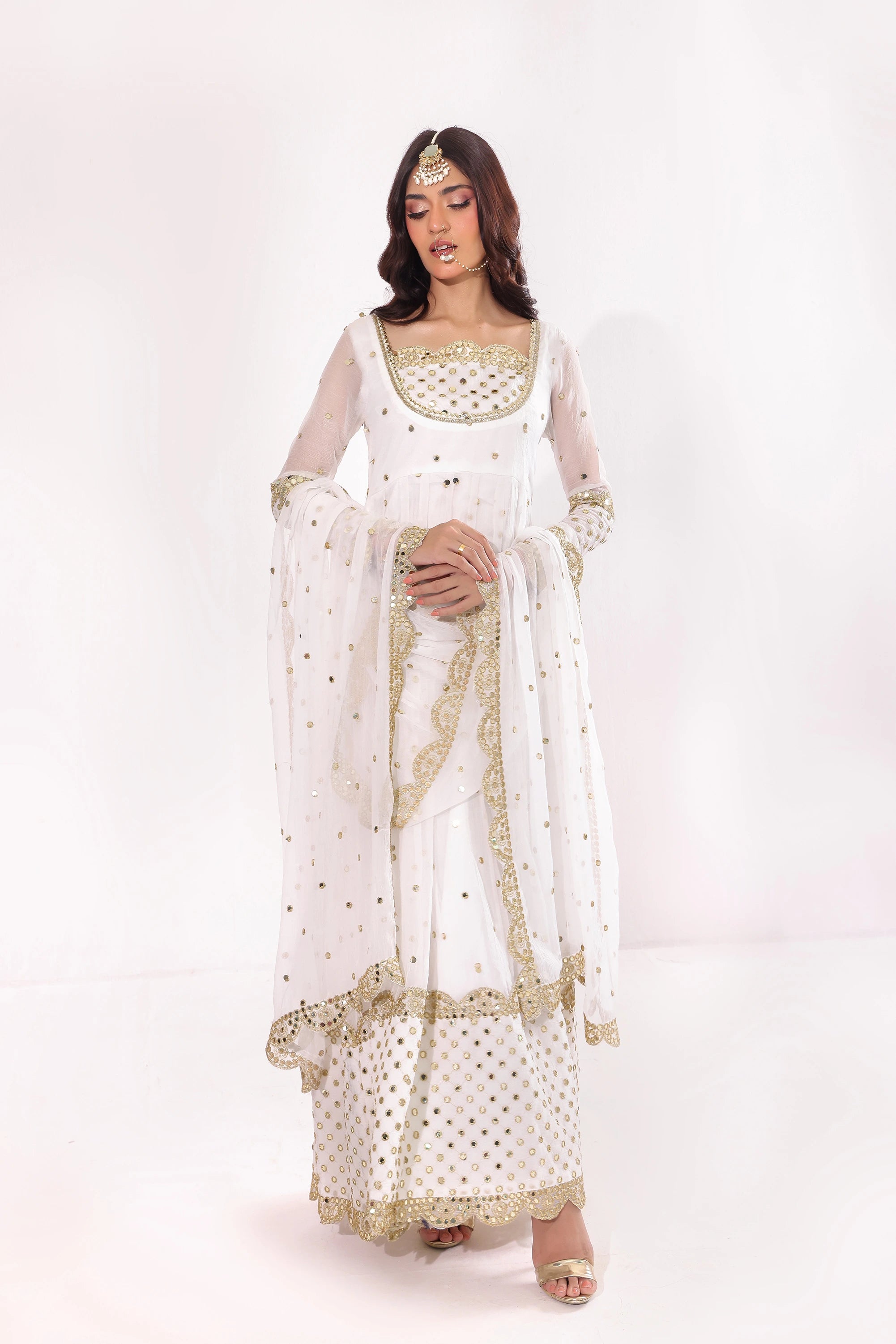 Simple Embroidered Chiffon Frock for Girls Pret 2 PCs