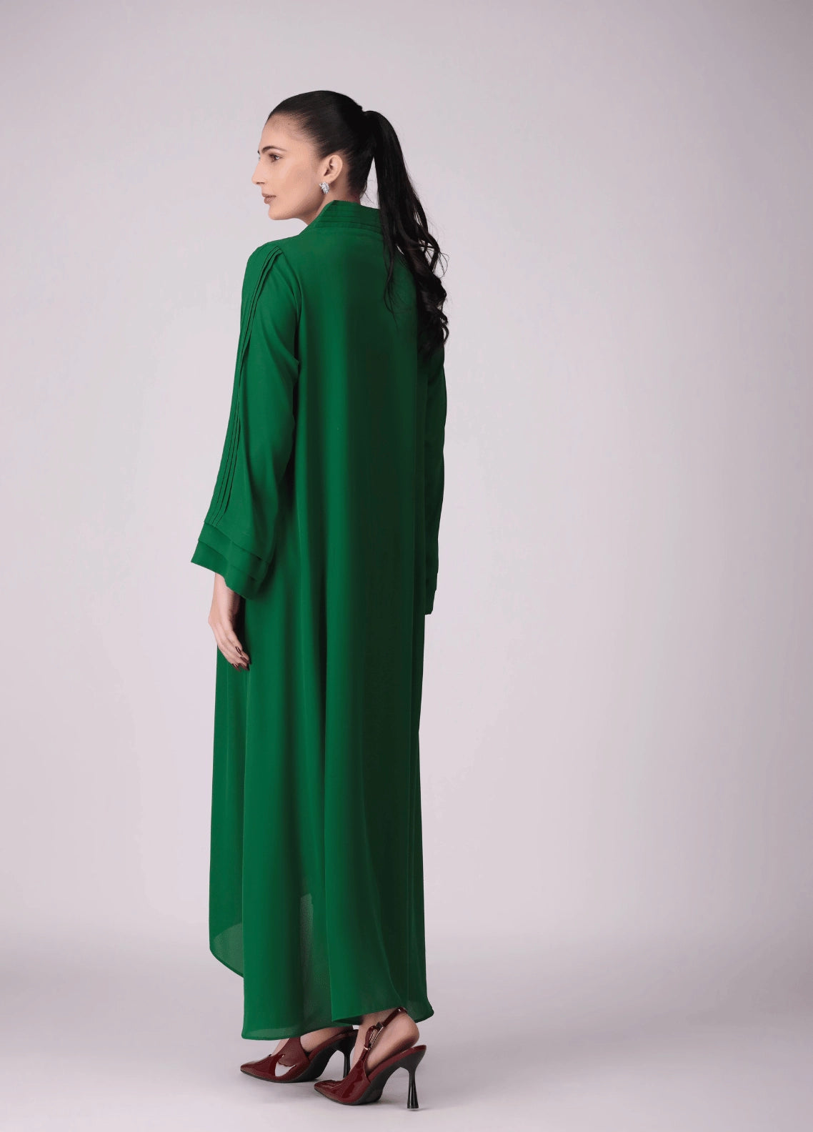 Green Long Dress Pret 1 Pc