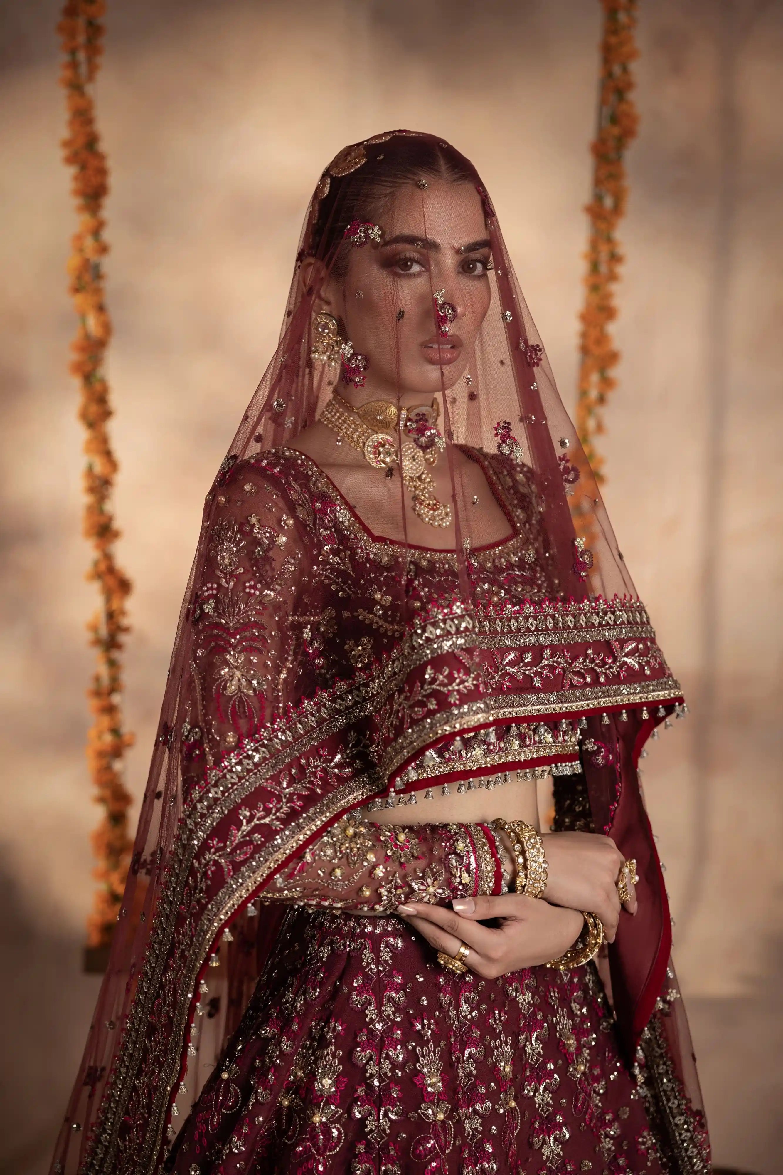 Uroosa Net 3 PCs lehenga pakistani designs 2026