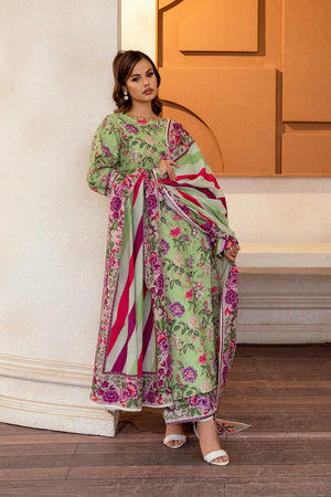 Verde Bloom Cambric Lawn Dress 3Pc