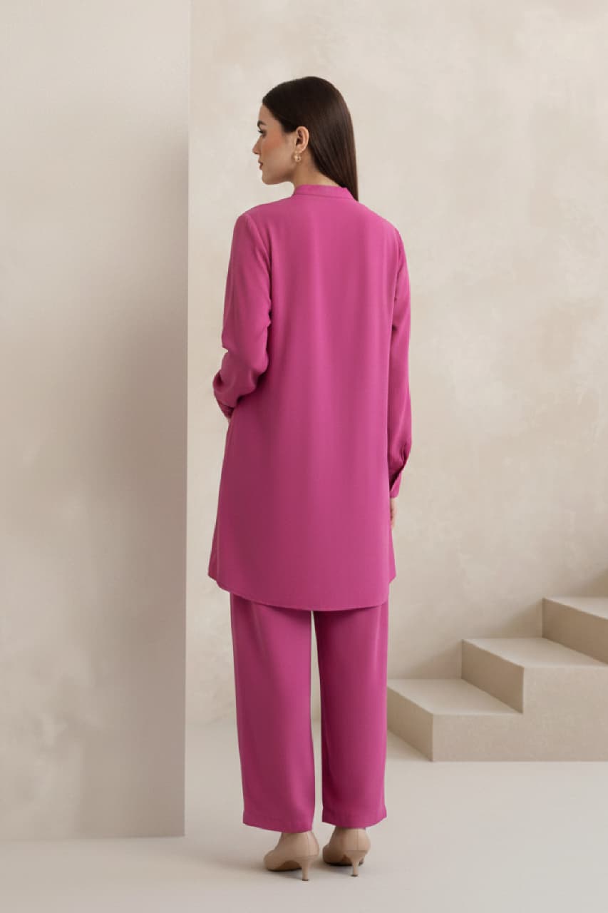 Magenta Pleat Fusion Co Ord Set