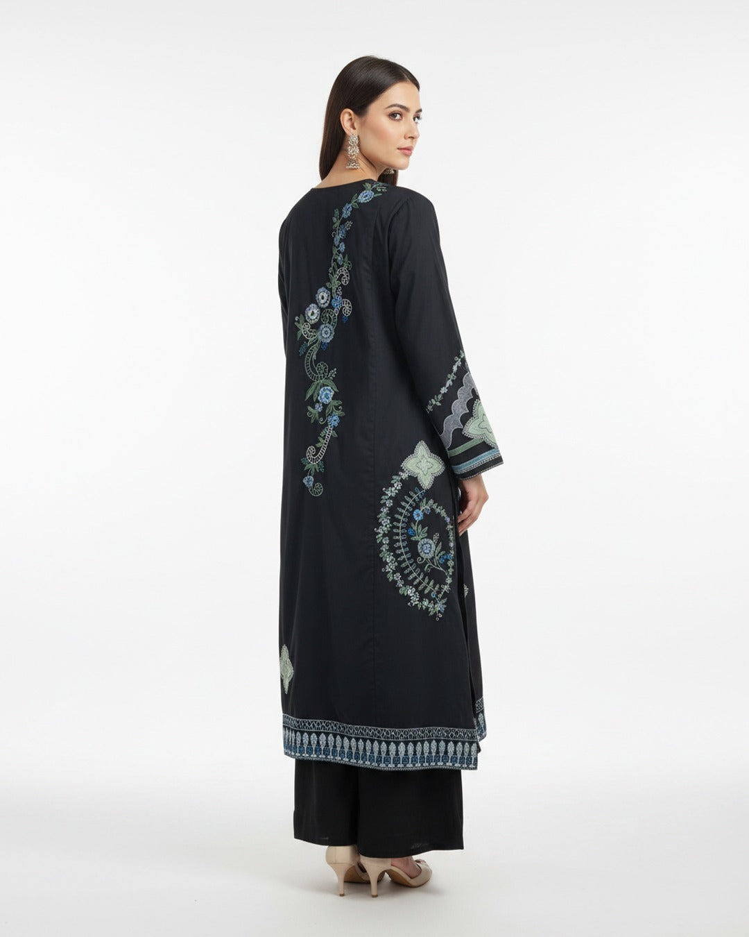 Midnight Noir Embroidered Cotton 1-Piece