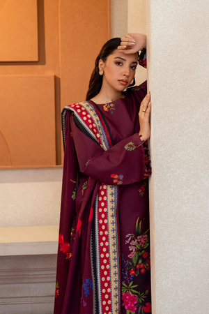 Wine Reverie Cambric Lawn 3Pc Unstitched