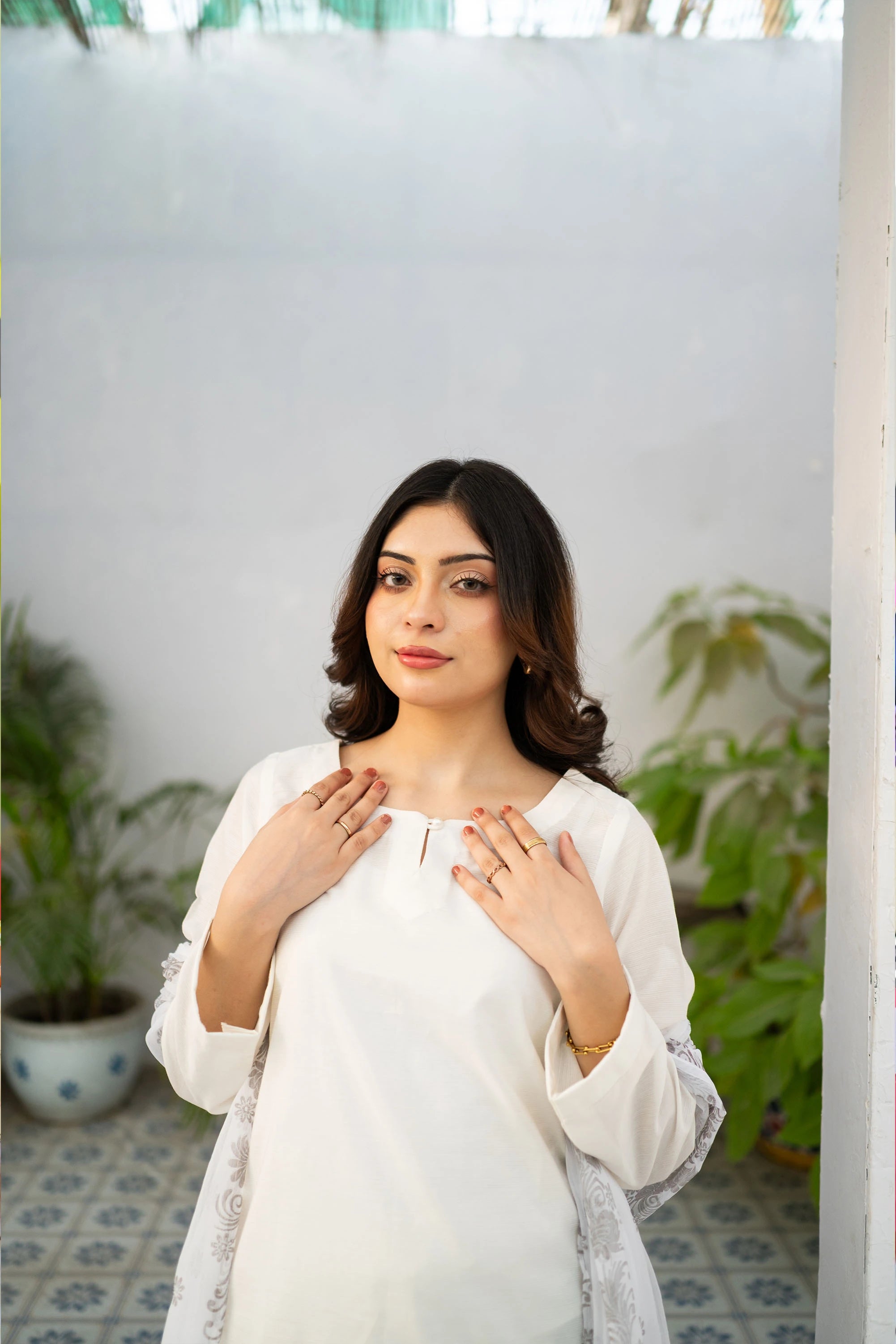 White Kurta Set 3 PCs