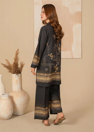 Women wearing black dress design, close-up of the print on the grip fabric, Buraqstore