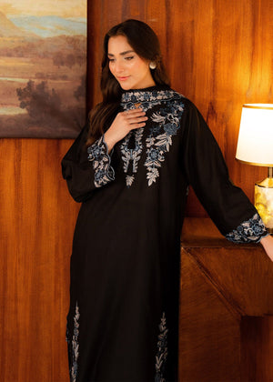 Women wearing black dress design, net dupatta draped over the shoulder, Buraqstore