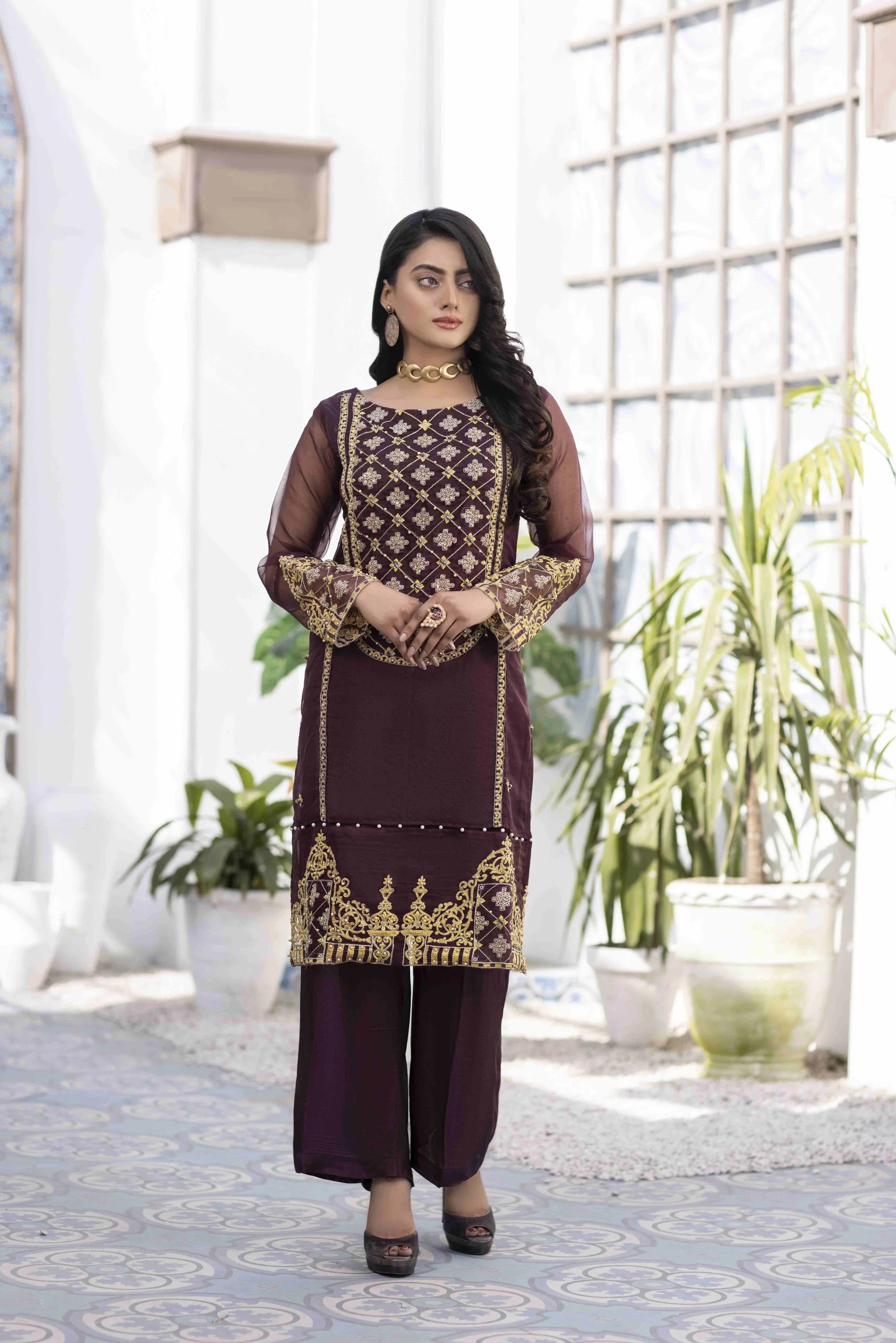 MAROON FLAME – Stitched 2 PCs