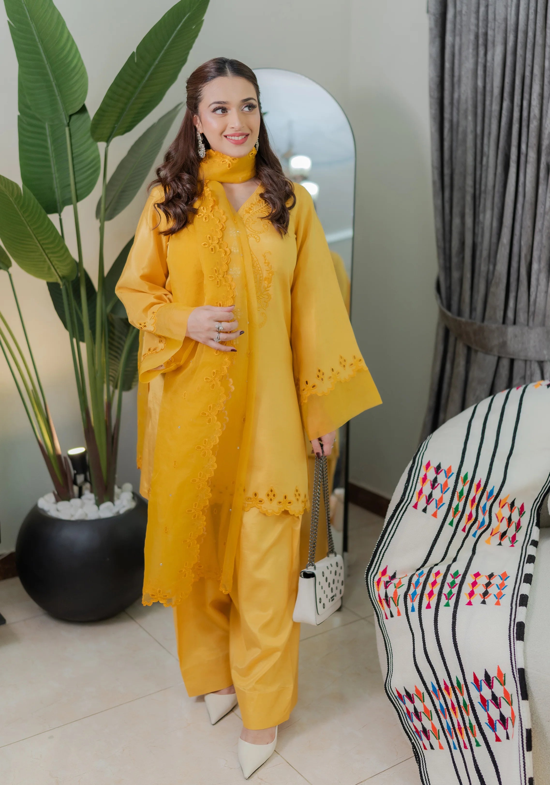 Saffron Embroidered SIlk Pret 3Pcs
