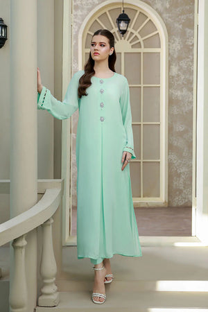 Girl dressed in frosted ebony co ord set Buraqstore georgette 2pc fashion