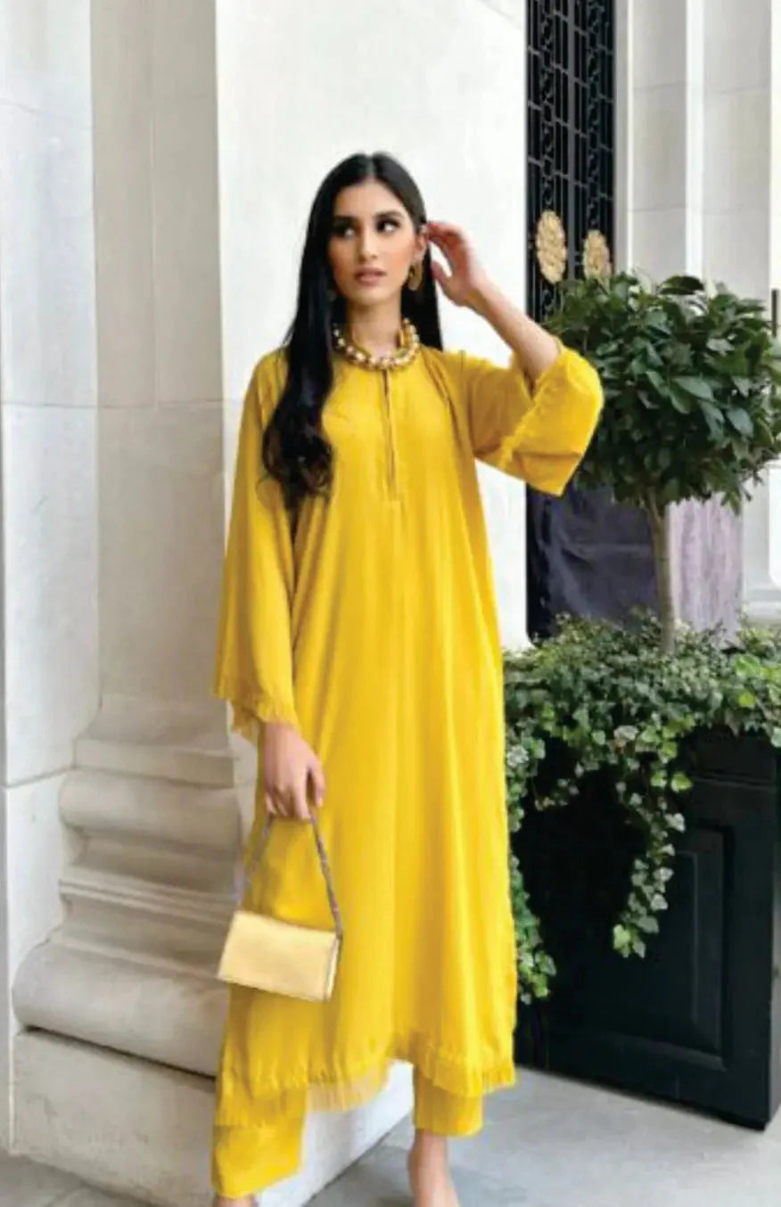 Threaded Love Yellow Georgette Pret 2 PCs