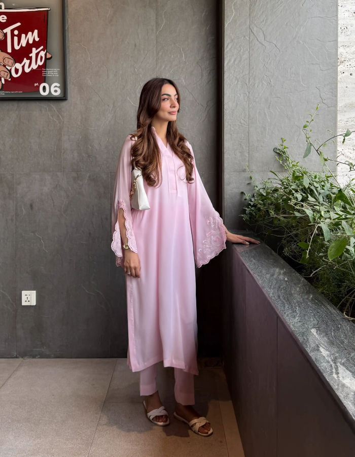 Soft Pink Georgette Co-ord Set 2 PCs