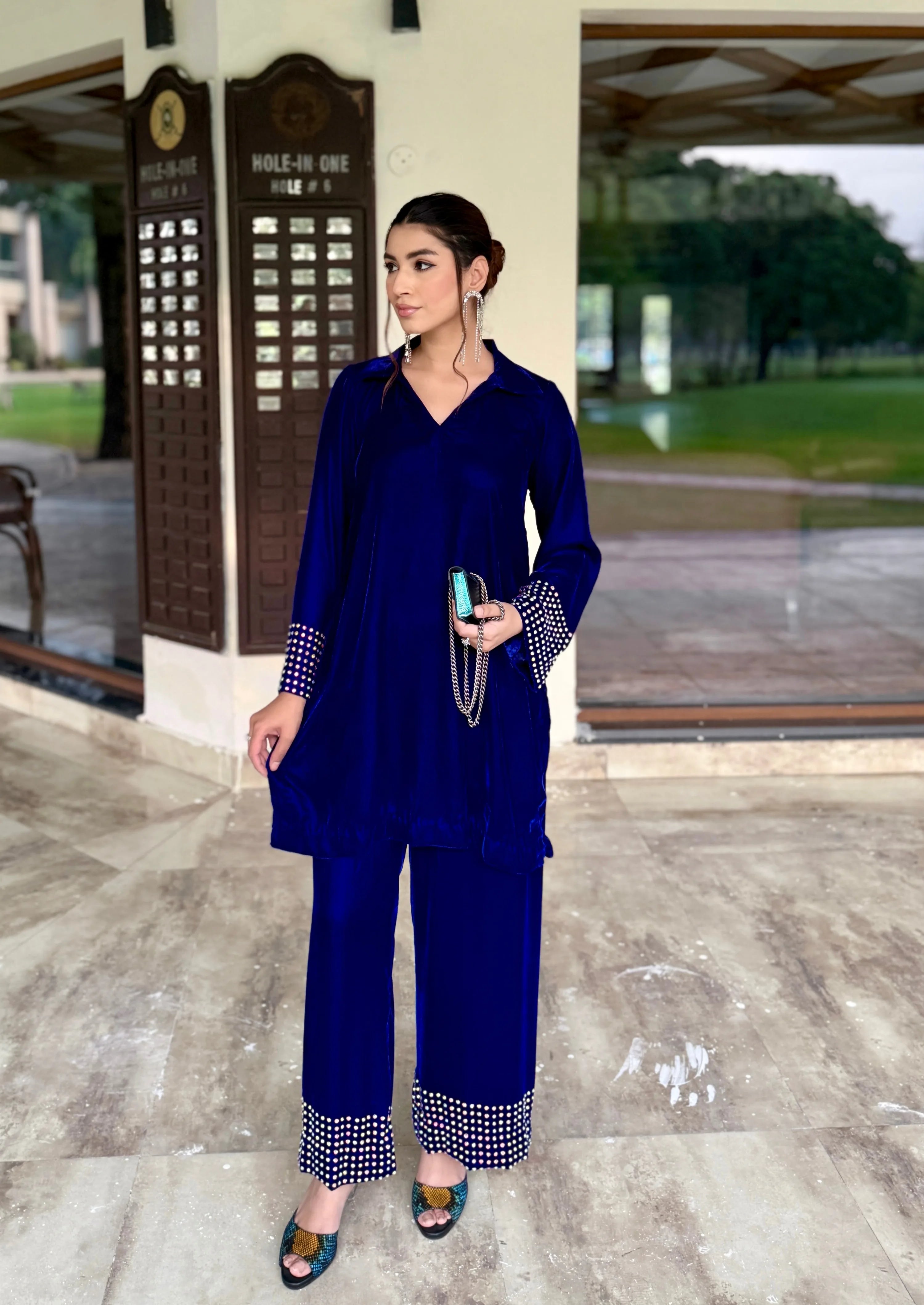 SF - 295 Royal Blue Velvet Pret 2Pcs