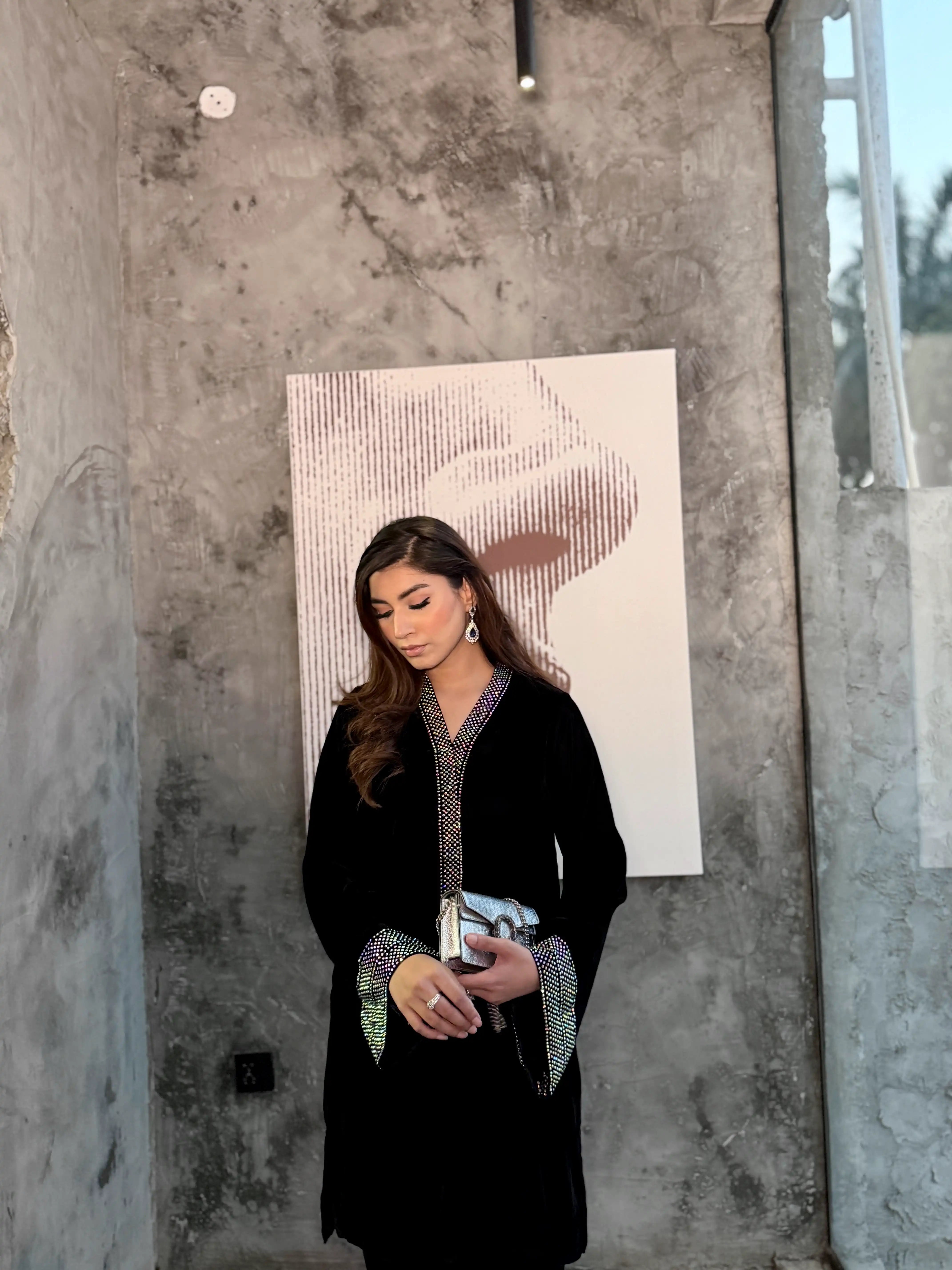 SF - 294 Black Velvet Pret 2Pcs