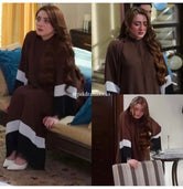 Brown Pop Fringes Georgette Pret 2Pcs