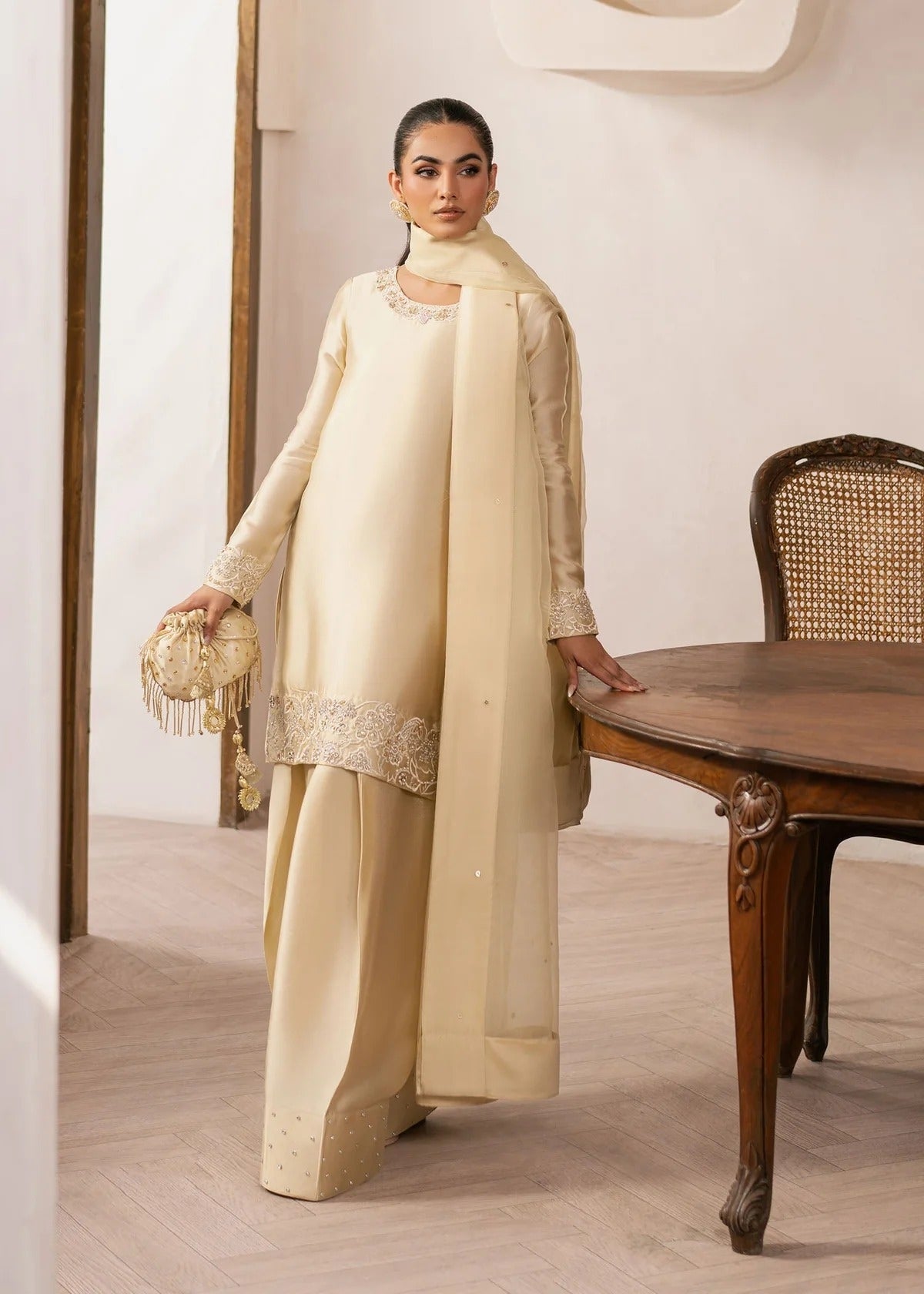 Eluna Embroidered Tissue Silk Pret 3Pcs