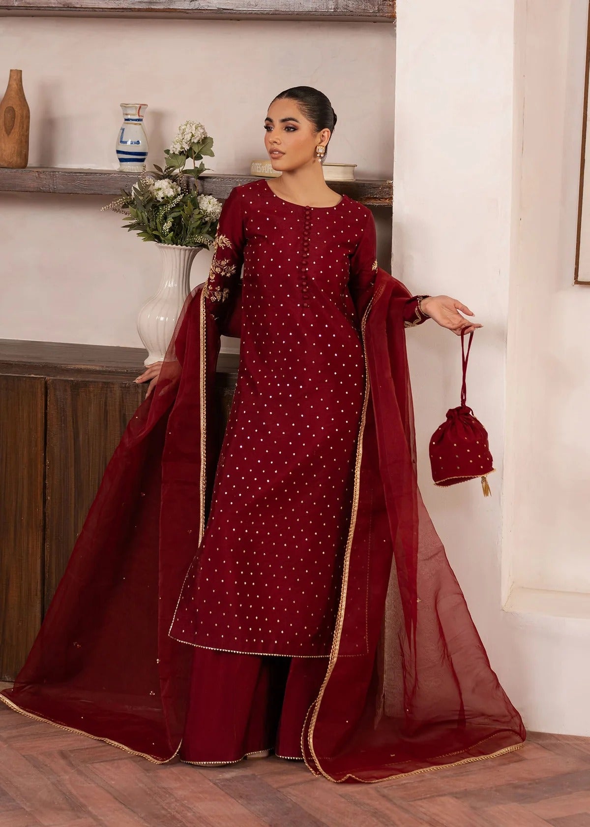 Elise Embroidered Tissue Silk Pret 3Pcs