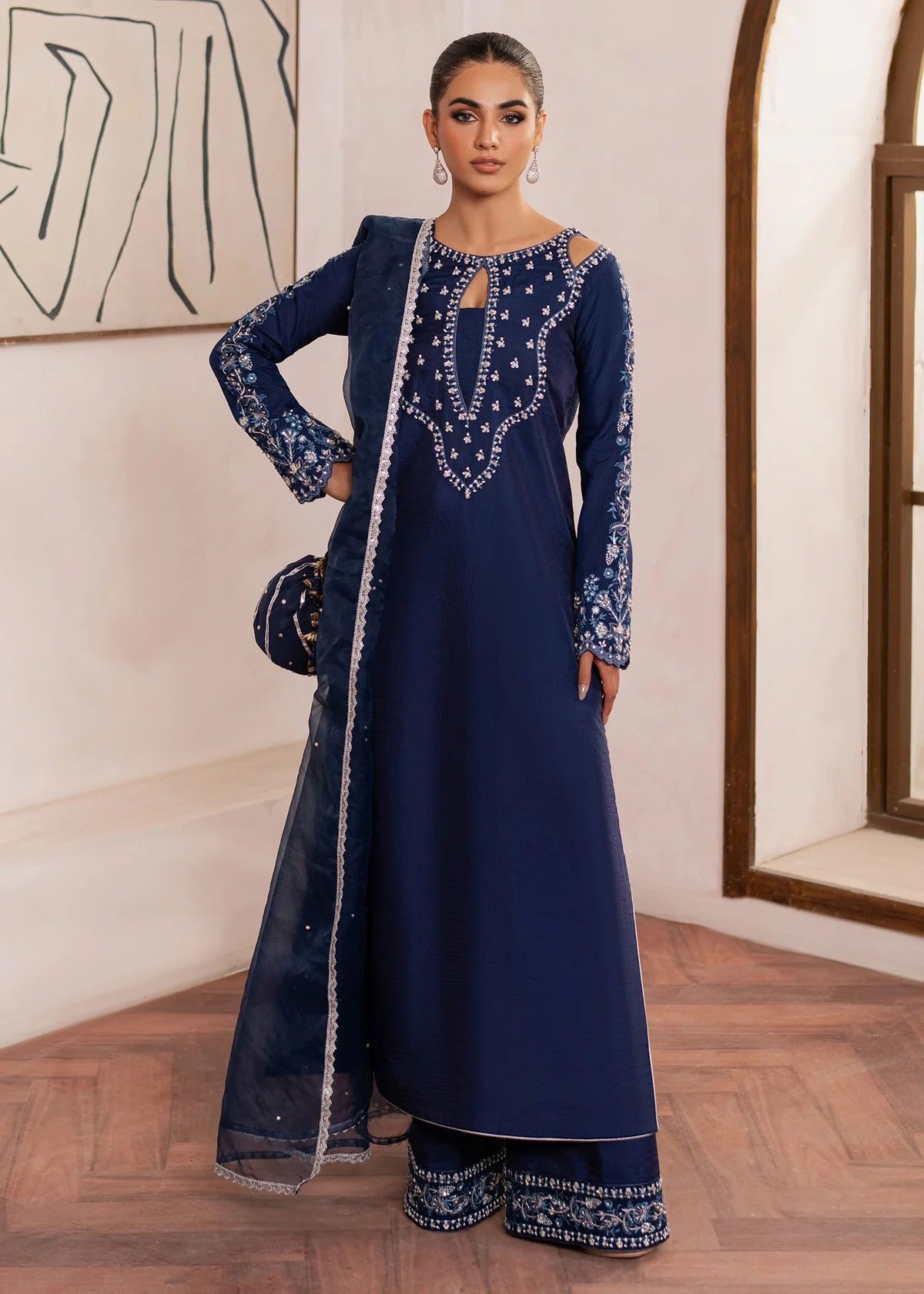 Celine Embroidered Korean Silk Pret 3Pcs