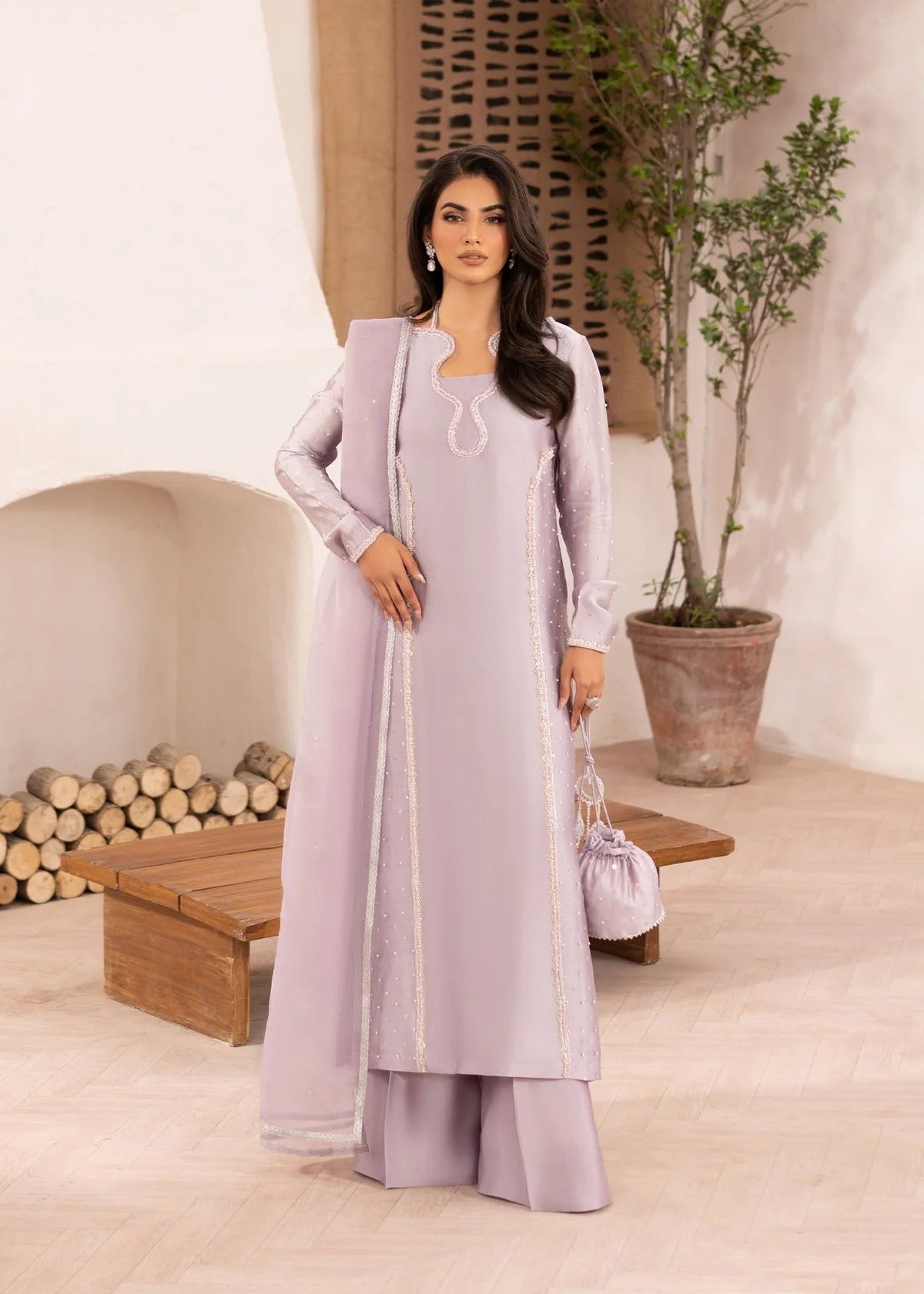 Aster Embroidered Tissue Silk Pret 3Pcs