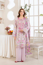 Embroidered lawn suit by Buraq Store featuring Calista slub lawn 3 piece design