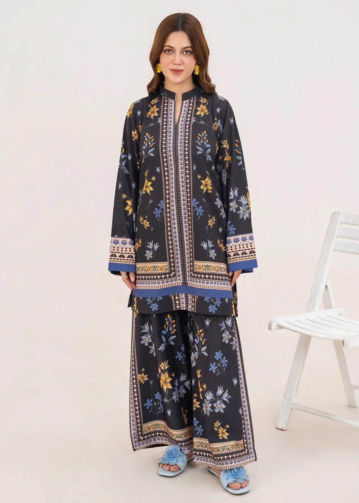 Black Co Ord Set Printed 2PC