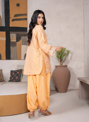 Women wearing yellow dress for women, close-up of the embroidery on the mustard jacquard fabric, Buraqstore