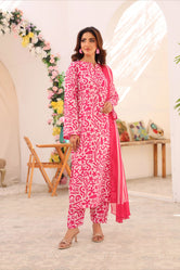 Contemporary lawn suit design by Buraq Store in Swiss lawn fabric