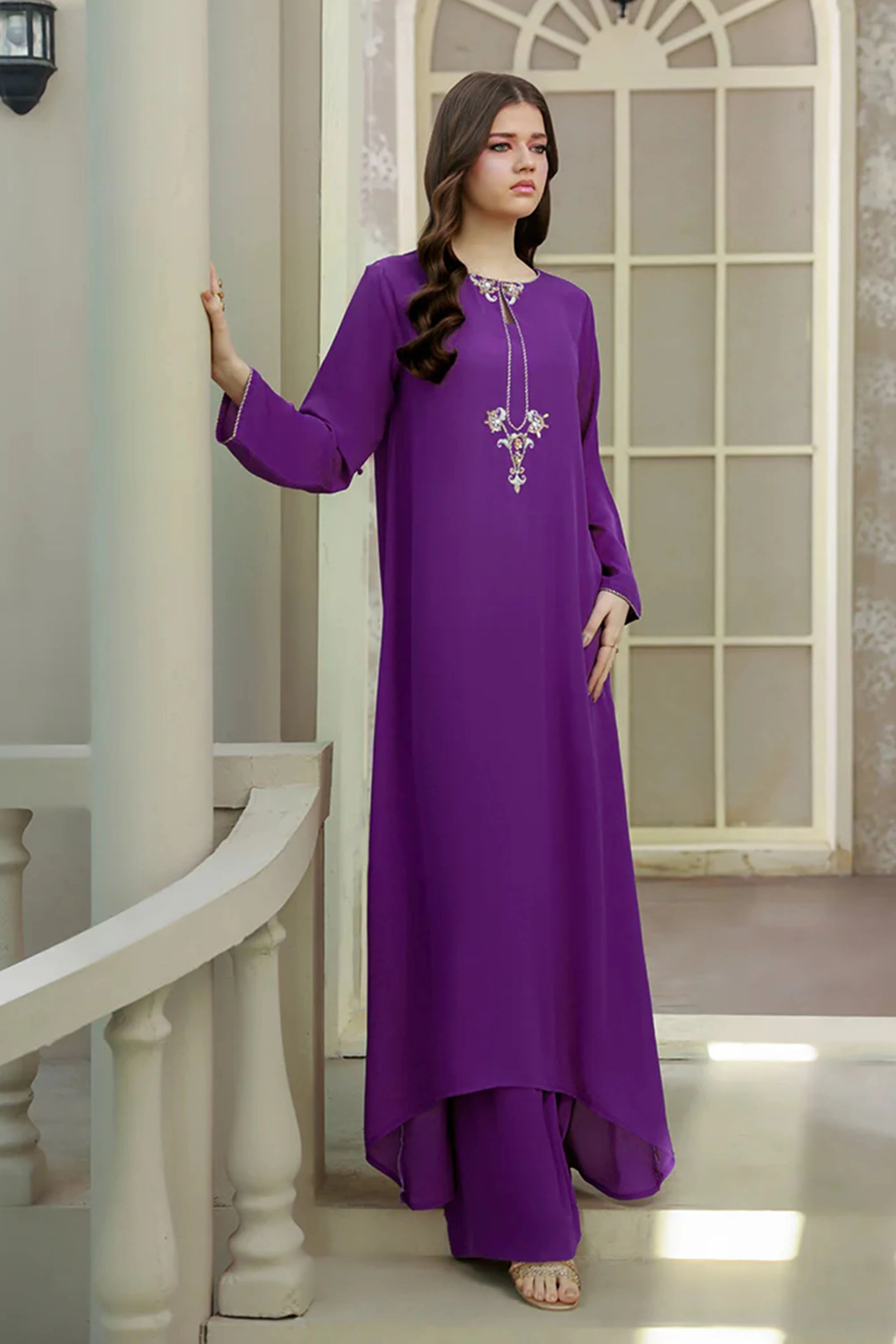 Purple Nate Double Georgette 2PCs