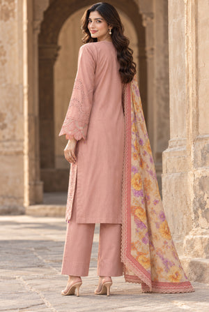 Women wearing pink pakistani chikankari suits online, close-up of the chikankari embroidery on the viscose shirt, Buraqstore