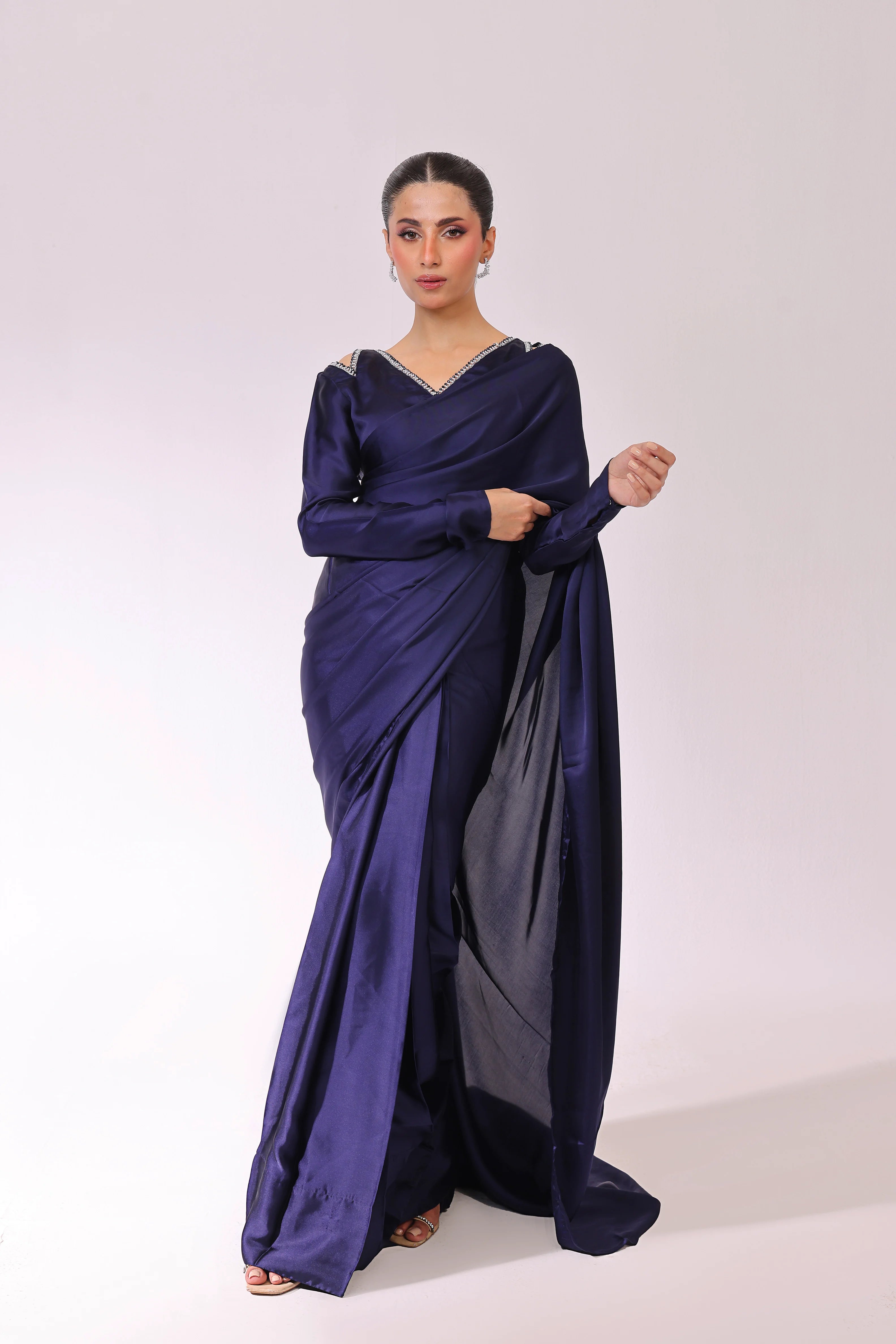 Azure Luxe Korean Silk Saree Pret 2Pcs