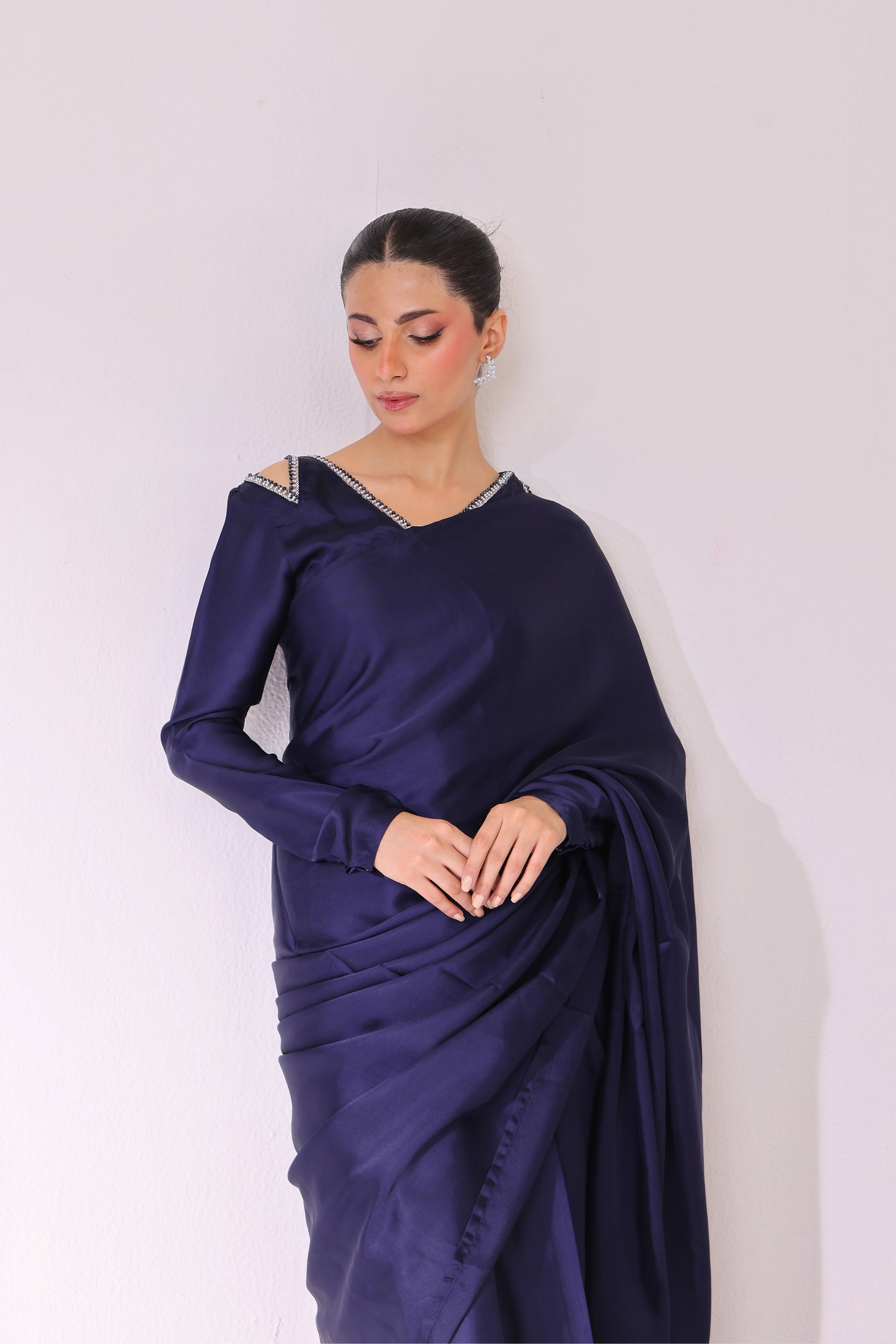 Azure Luxe Korean Silk Saree Pret 2Pcs