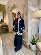 Blue Embroidered With Elephant Pants Pret 2 PC