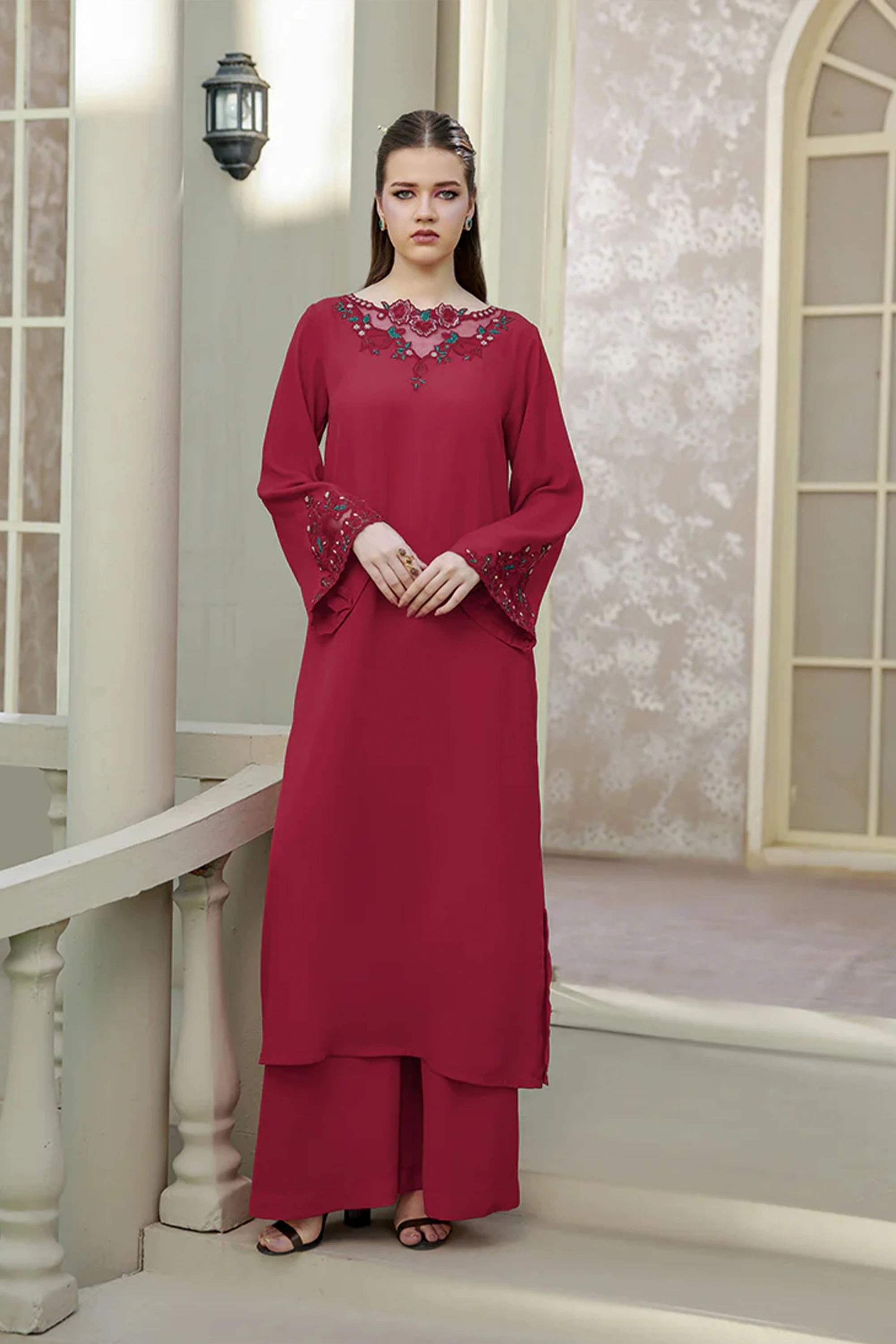 Ruby Rush Double Georgette 2PCs