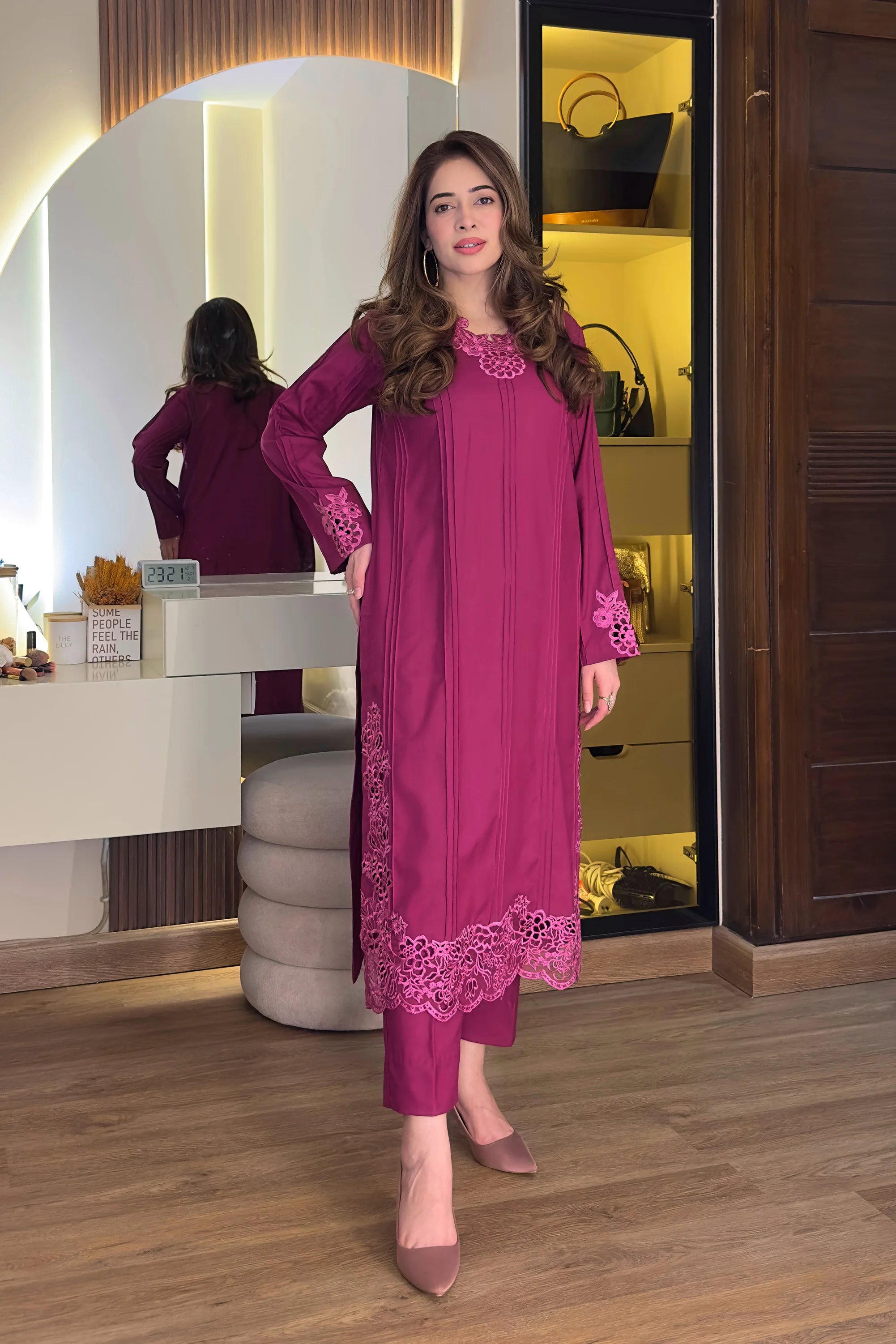 SF - 309 | Elegant Magenta Pret Winter Karandi 2 PCs