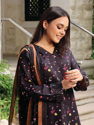 girl posing in Buraqstore lawn 3PC outfit with simple black dresses pakistani look for daily wear