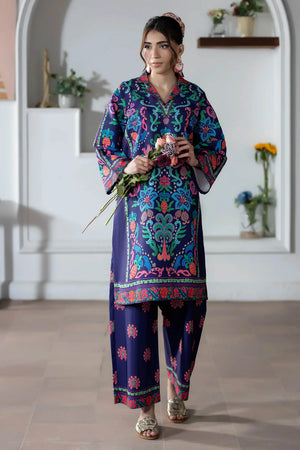 Girl wearing printed co ord set by Buraqstore stylish cord set for women