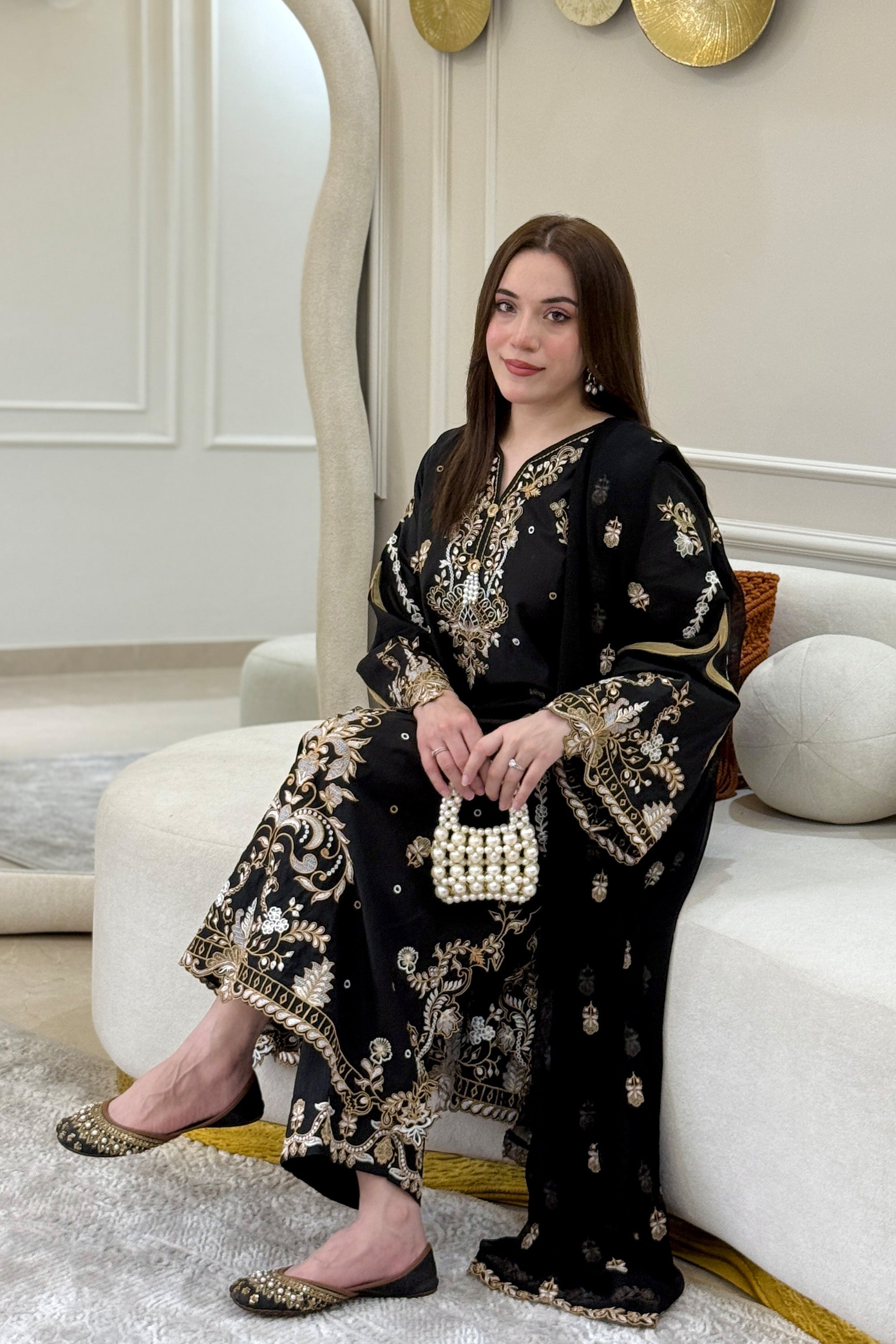 Buraq Store summer collection sale golden eclipse lawn suit for women