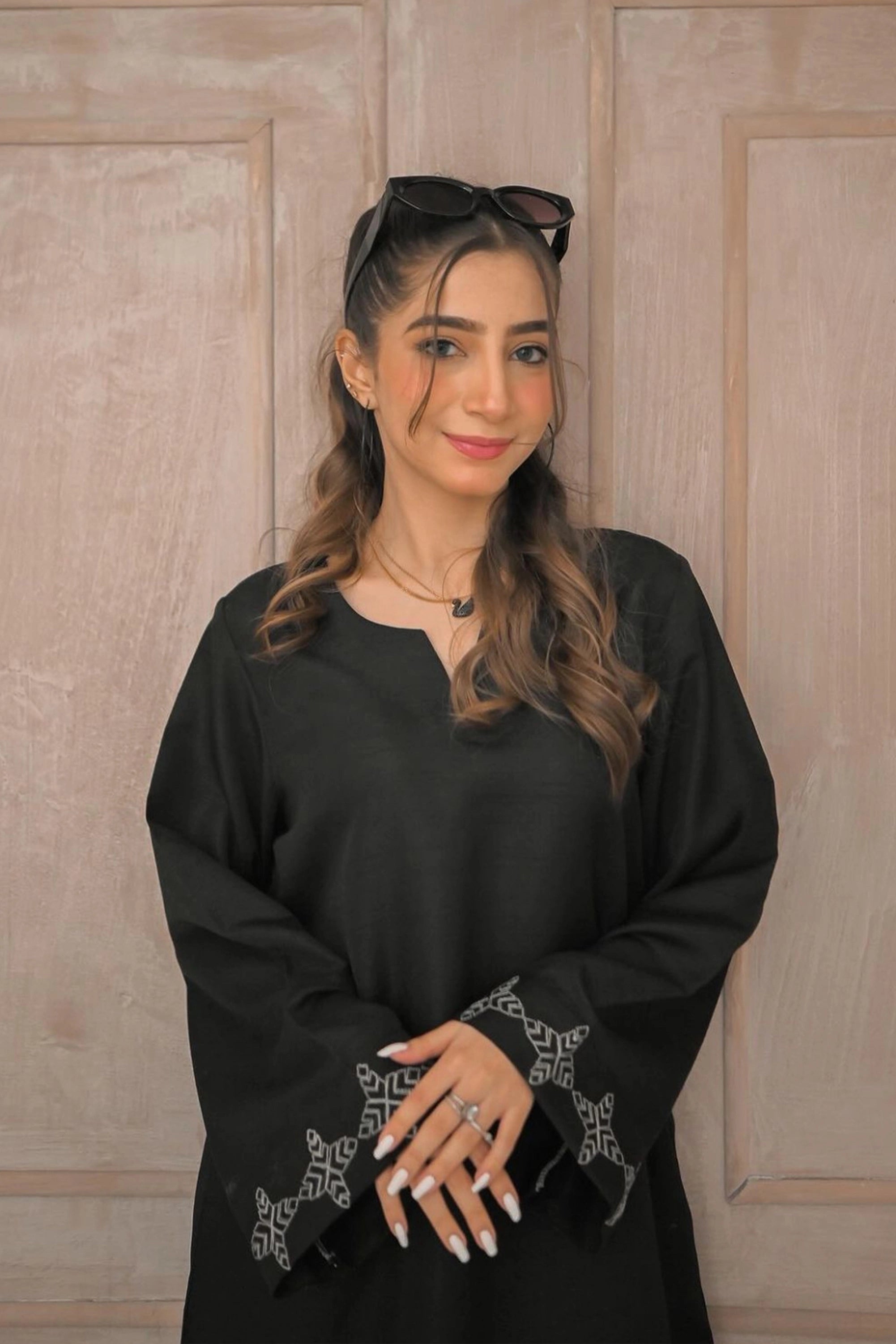 Smoky Black Embroidered Raw Silk Pret 2Pcs